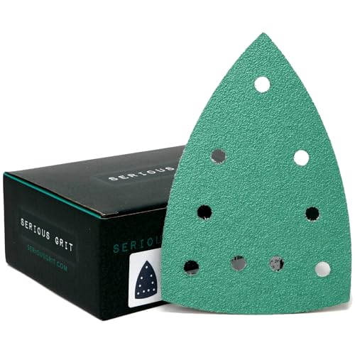 Serious Grit - 4" x 6" Delta P60 Grit Sanding Sheets - 25 Pack Box | Fits Festool DTS 400 & Mirka DEOS Delta Sanders - Heavy-Duty Hook & Loop Wet/Dry Film Sandpaper for Detail Work - size: 60 Grit