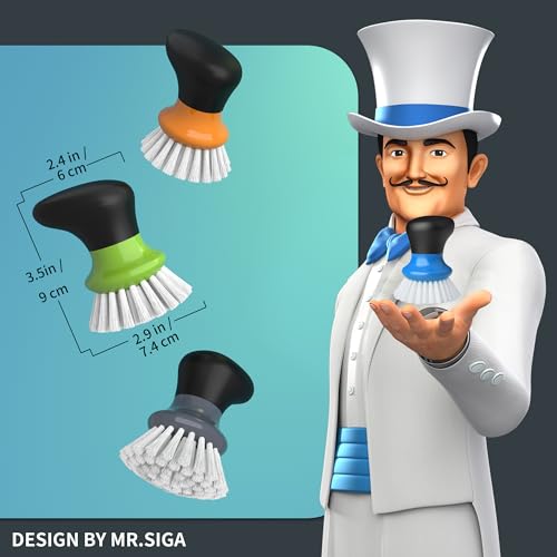 MR.SIGA Dish Scrub Brush, Palm Brush Dish Scrubber, Blue, Pack of 2 - color: Blue