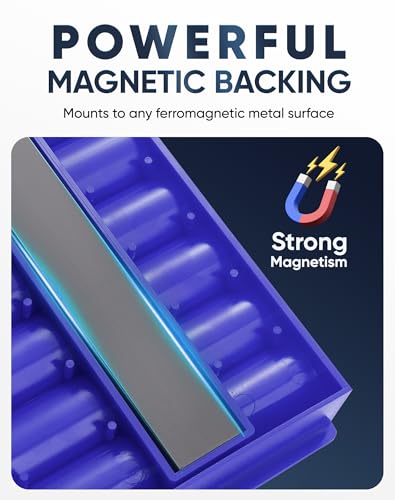 Reniteco 3-Piece Magnetic Socket Organizer Tray, for 1/2'', 3/8 '', 1/4'' Drive Metric/SAE Hold up to 76 Sockets, Heavy-Duty Socket Holder with Handle & Magnetic Base, Sockets Not Included - color: Blue