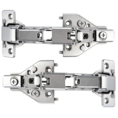 HJ 165 Degree Corner Cabinet Hinges, 2 Pack Lazy Susan Hinges, Face Frame Soft Close Concealed Hinges for Kitchen Corner Cabinet Folding Doors, 3D 6-Way Adjustable Replacement Hardware - size: 165°