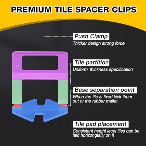 600 Piece Tile Leveling System Clips, 1/8 Inch Tile Leveler Clips