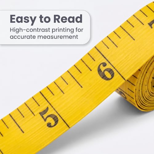 Measuring Tape for Body Measurements, Soft Tape Measure Double Scale, Has 150 Centimetre Scale on Reverse and Front 60 Inch - color: Yellow
