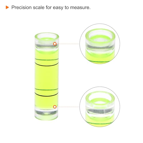 HARFINGTON 4pcs Cylindrical Bubble Level 9.5x34mm Mini Bullseye Spirit Levels for Leveling Camera Tripod Telescope Workshop Turntable Pictures Frame, Green - size: 9.5x34mm
