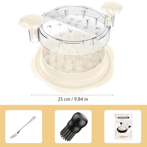 Chicken Shredder Tool Twist Large Meat Shredder with Brush&Fork, Beige - color: White