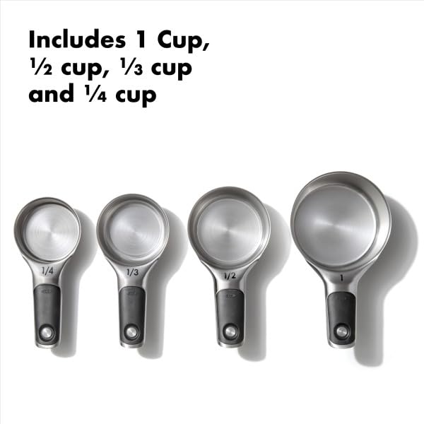 OXO Good Grips 4 Piece Stainless Steel Measuring Cups with Magnetic Snaps - size: 4 count, style: Cups