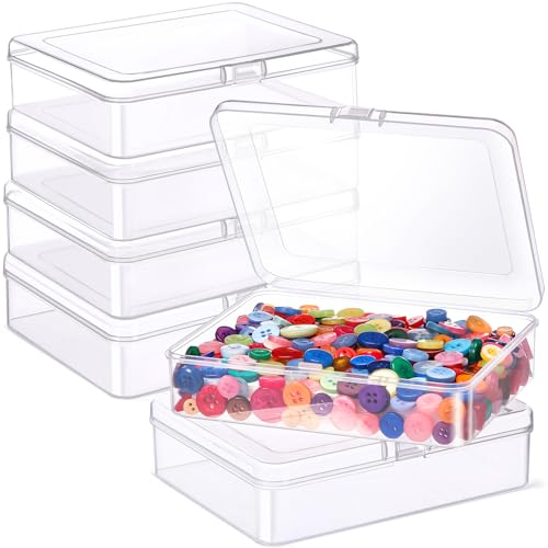 Jetec 6 Pieces Small Clear Plastic Storage Box, 5 x 4 x 1.3 Inch - size: 5 x 4 x 1.3 Inch