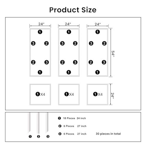 SMARTSTANDARD Precut Wall Molding Kit, Ready to Assemble, 6 Frames - color: White: Style 5