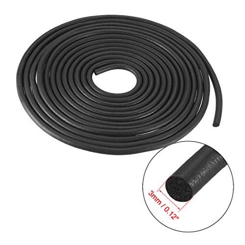 uxcell Foam Rubber Seal Weather Strip 3mm Diameter 5 Meters Long Black - size: 3mm x5m