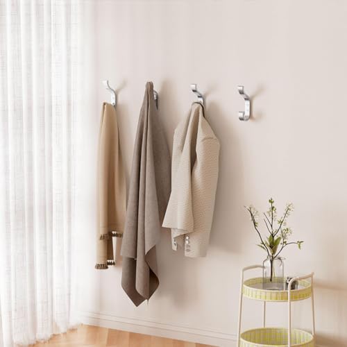 Coat Hooks Wall Mount,Heavy Duty Wall Hooks for Backpack,Towel,Silver 6 Pcs - color: Silver, size: 6 Pack