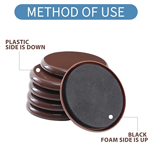 Furniture Sliders for Carpet, 8 PCS 5" Furniture Moving Pads - size: Brown