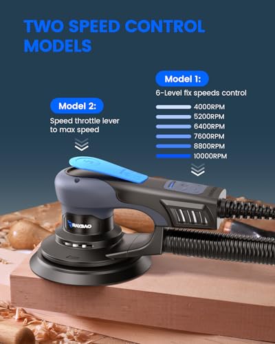 Random Orbital Sander 5.0mm, 350W Brushless Motor, 6 In Pad for Woodworking