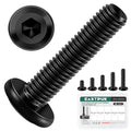 25Pcs M6 Bolts x 12/16/20/25/30mm Flat Head Hex Socket Cap Screws and Bolts Assortment Kit 304 Stainless Steel, Black Oxide Finish Furniture Bolt with Hex Key - size: M6 X 12/16/20/25/30mm