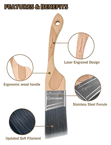 ROLLINGDOG 1.5", 2", 2.5" Paint Brushes for Walls - color: Soft Bristles（pack of 3）