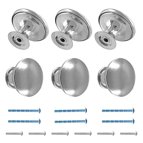 Silver Cabinet Knobs 1.18" Diameter, 6 Pcs - color: Silver, size: 6 Pack