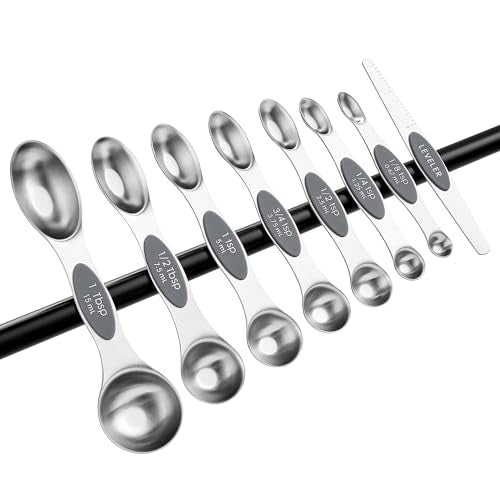Spring Chef Stainless Steel Magnetic Measuring Spoons Set of 8, Gray - color: Gray, size: 1-Pack