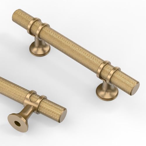 Asidrama 10 Pack 3 Inch(76mm) Knurled Champagne Bronze Cabinet Pulls, Kitchen Cabinet Hardware, Cupboard Handles, Drawer Pulls - color: Champagne Bronze, size: 3" Hole Center, style: 10 Pack