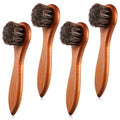 4 Pcs Horsehair Shine Shoes Brush Kit Polish Dauber Applicators Cleaning Leather Shoes Boots Care Brushes Suede Cleaner Brush with Microfiber Shoe Cloth(Brown Handle B) - style: Brown Handle B
