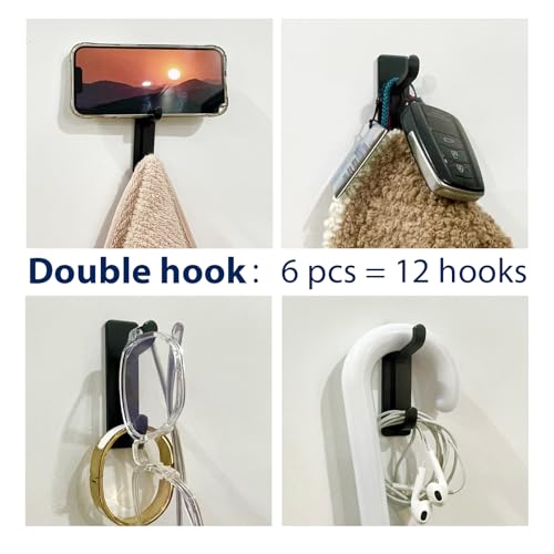 pickpiff 13LB Strong Stick-on Hooks for Coat & Towel, Black 6 Pack - color: Black, size: 6 Pack