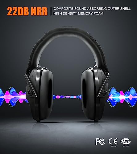 Upgrade Bluetooth 5.4 Shooting Ear Protection with Sound Amplify Electronic Digital Safety Ear Muffs Slim Hearing Protector for Shooting Hunting Gun Range (Black) - style: Bluetooth Earmuffs(black)