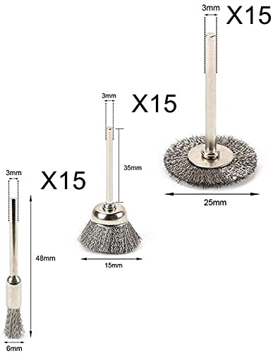 45 Pcs Stainless Steel Wheel Wire Brush Set 1/8" Shank Rotary Tool - style: 45PCS MIX