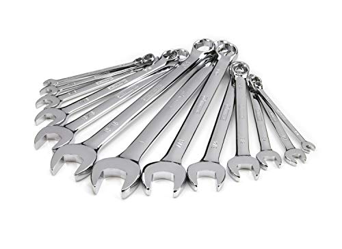 Steelman Pro 13-Piece SAE 6-Point Combination Wrench Set, 1/4, 5/16, 3/8, 7/16, 1/2, 9/16, 5/8, 11/16, 3/4, 13/16, 7/8, 15/16, and 1-inch Sizes, Full Polish Chrome - size: 13-piece SAE Set