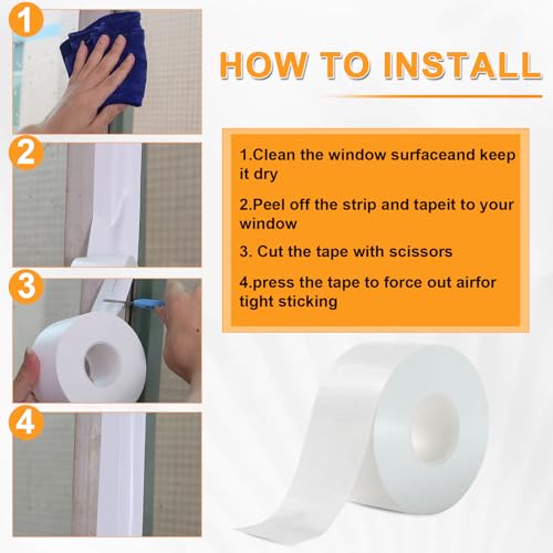 Qoqooice Window Weather Sealing Tape 2 Inch x 90 FT Weather Stripping Residue-Free Window Seal Insulation Tape for Doors Windows and Shower Glass Gaps White - size: 2 In * 90 Ft White