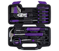 CARTMAN 39-Piece Household Tool Set, Purple Hand Kit With Storage Case - color: Purple