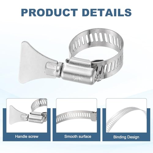 HARFINGTON 4pcs Hose Clamps 3.3"-4.3" (84-108mm) Adjustable 304 Stainless Steel Worm Gear Hose Clamps Assortment Kit for Plumbing Dryer Vent Automotive Dust Collector - size: 84-108mm