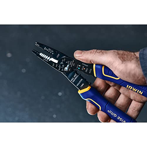 IRWIN Vise-Grip Wire Stripper, 8 Inch, Cuts 10-22 AWG, Plier Style Nose, ProTouch for Comfort, Blue (2078309)