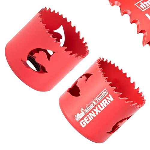 Geinxurn 2 Inch(51mm) Hole Saw, 2PCS HSS Bi-Metal Hole Saw Kit with Shark Tooth Hole Cutter for Wood,Drywall, PVC Boards and Thin Metal - color: 2 PCS 2"