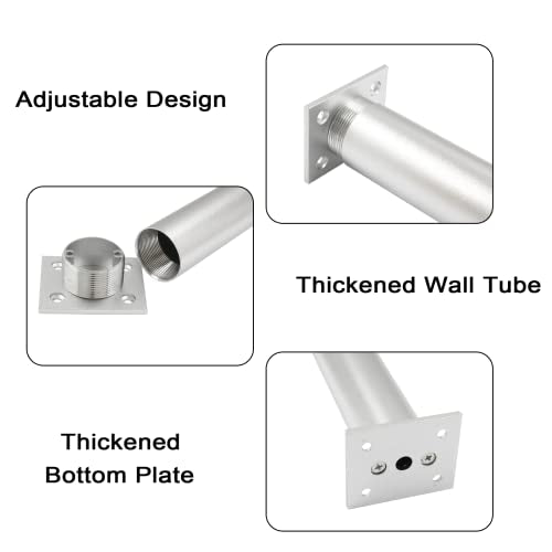 4-Pcs Adjustable Aluminum Alloy Furniture Legs 10" Height Silver - color: Silver, size: 10 Inch