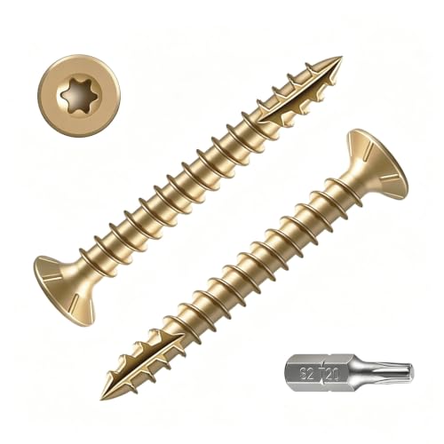 Wensilon #6 * 1-1/4" Yellow Deck Screws 566pcs 2 lbs 3.5x32mm - color: Yellow, size: #6*1-1/4"