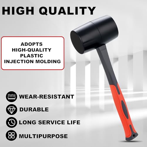 DESHIL Rubber Mallet 16 oz, Durable Rubber Hammer with Fiberglass Handle
