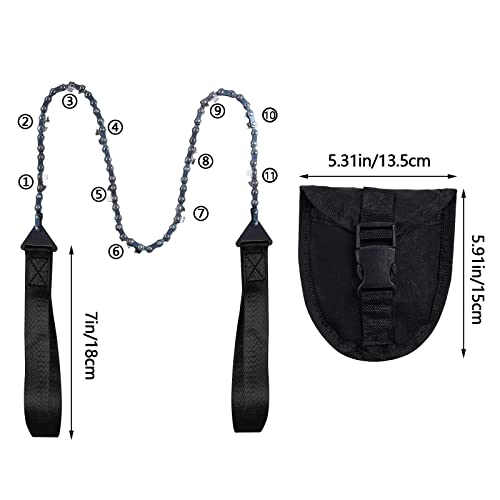 Sucrain Pocket Chainsaw with Paracord Handle, Folding Chain Hand Saw, Emergency Outdoor Survival Gear for Camping, Hunting, Hiking, Cutting Wood & Tree (Black, 11 Teeth, 24'' Long) - style: Black, 11 Teeth, 24'' Long