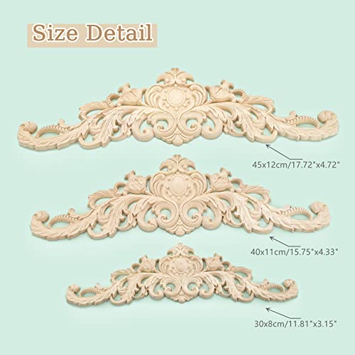2Pcs Wood Carved Appliques Long Wooden Carving Onlays Furniture Decals - color: 2-pack, size: 17.72 x 4.72 inches