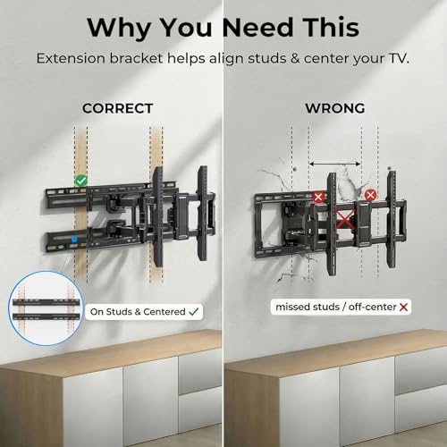 TV Wall Mount Extension Bracket for TV Wall Plate, Fits 16–24 Inch Wood Studs, Supports up to 154 lbs, Stud Spacing Adapter, TV Mount Extender wr Hardware Included