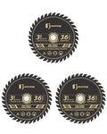 3 Inch 36T Carbide Circular Saw Blades, 3/8-inch Arbor, Cutting Off Tool Plastic Wood. Compatible with Bosch, Ridgid, Ryobi, Milwaukee, DeWalt, Worx (3-Pack)