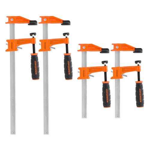 JORGENSEN 4-Pack Steel 600LBS Bar Clamps Set, 6" (2) & 12" (2) F-Clamps