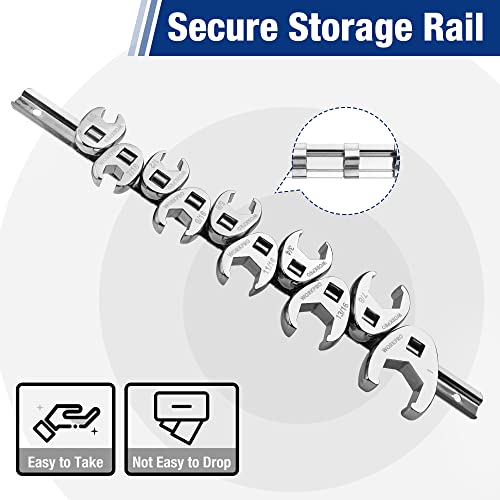 WORKPRO 3/8" Drive Crowfoot Flare Nut Wrench Set, SAE 3/8-1in - size: SAE System