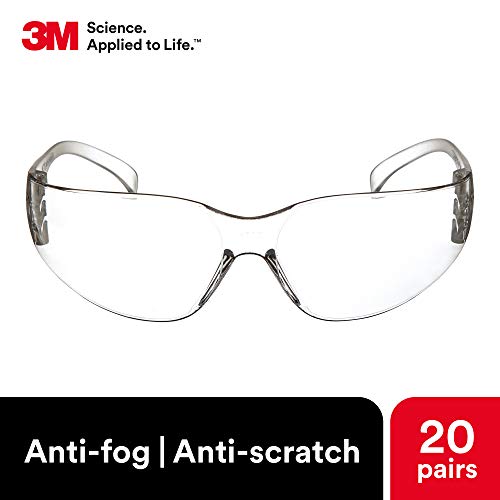 3M Safety Glasses, Virtua, Clear Lens, Clear Frame, ANSI Z87 - size: Pack of 20, style: Anti-fog, Anti-scratch