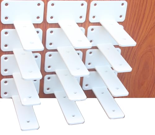 12 Pack - 6 inch White Hidden L Shelf Bracket (1/5 Inch Thicked) Iron Floating Shelf Brackets Rustic Industrial Metal Brackets for Shelf Support - size: 6 Inch, style: White 12 Pack