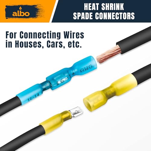 ALBO 500 Pcs Heat Shrink Male and Female Spade Connector Kit, 22-10 AWG - color: Spaed Set 500pcs 22-10 AWG