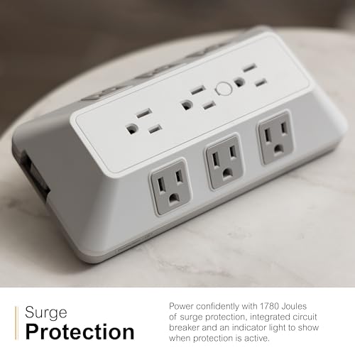 GE 9-Outlet Surge Protector, Multi Plug Outlet Extender, Wall Tap - style: 9 Outlet