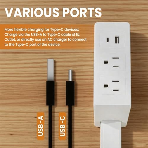 Electrical Outlet Extender Stick,180° Rotating Extendable Wall Outlet for Hard to Reach Places,Rotating Plug Power Hub for Bedroom, Living Room, Office