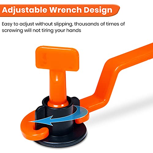 Tile Leveling System Kit,200pcs Reusable Tile Leveler Spacers+1000pcs 1/12" Cross-shaped Tile Spacers+5pcs Wrench+50pcs 1/16" Replaceable Spare Steel T-Pin,Tools for Wall Floor Tile Adjustment(200) - size: 200