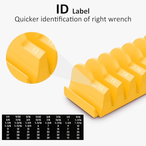 DEHOYI 48 pcs MAGNETIC Modular Wrench Organizers for Tool Drawers - Wrench Rack with Metric&SAE Labels, Perfect Tool Storage Holder. Gift for mechanics (Yellow) - style: Magnetic (48 pcs yellow)