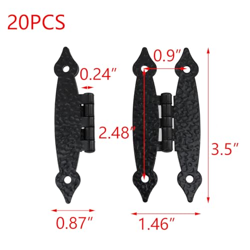 T Tulead Black H Hinges Iron Furniture Cabinet Hinges 20PCS - color: Black-20pcs