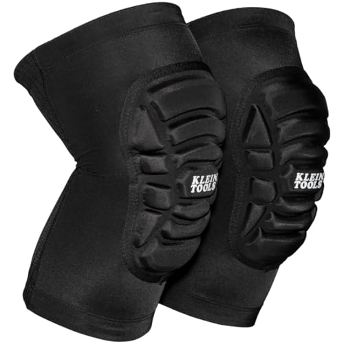 Klein Tools 60614 Knee Pads, Lightweight Padded Knee Sleeves, Breathable Mesh Back, Elastic Cuff with Slip-Resistant Silicone, S/M, Black - size: S/M