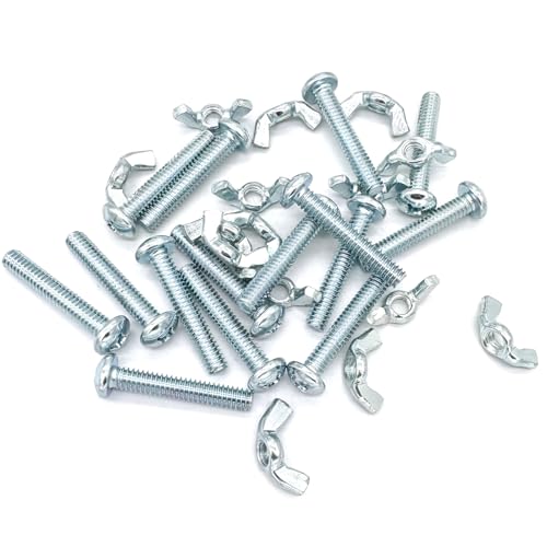 30Pack 1/4"-20 x1-1/2 Screw Bolts and Wing Nut Kit 15pcs Machine Screws with Round Head Phillips 15pcs Butterfly Hand Twist Tighten Nut Zinc Plated Hardware Fitting Fastenings Assortment Kit - size: Silver 30 Pack 1/4"-20 x1-1/2"