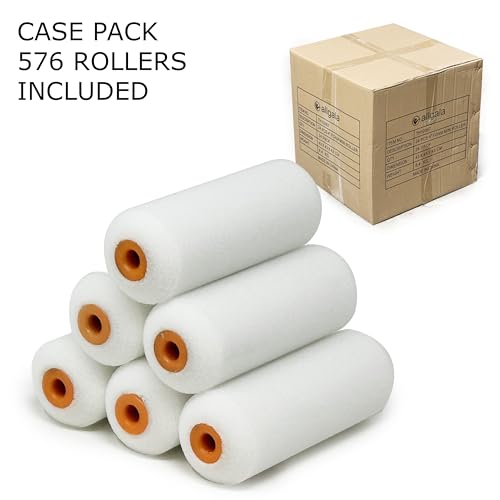 Allgala Foam Paint Roller, 576 Case Pack 4 inch Shedless High Density Foam Mini Paint Roller Cover for Trim Wall Funiture Doors Cabinets, Cupboards - size: 4" Foam (Pack of 576)